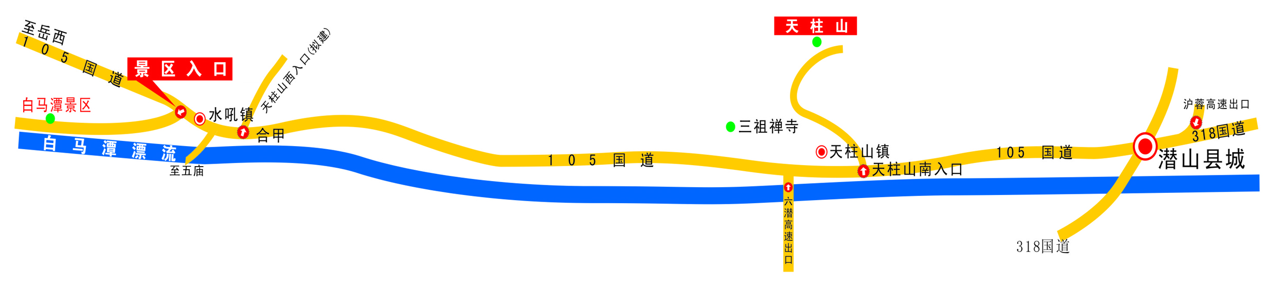 潜山县城至景区路线图(图1)